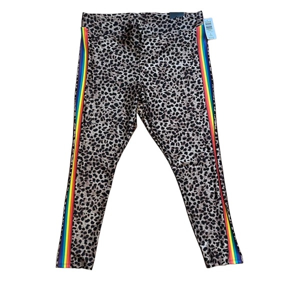 Torrid Leopard Rainbow Side Striped Leggings Pants NEW 2X - Picture 1 of 4